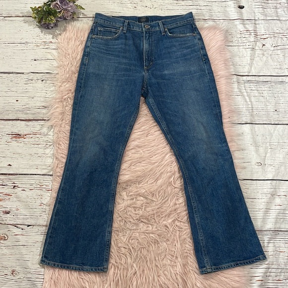 CITIZENS OF HUMANITY Demy Cropped Flare Jeans Solo Stretch Cotton - Picture 2 of 10